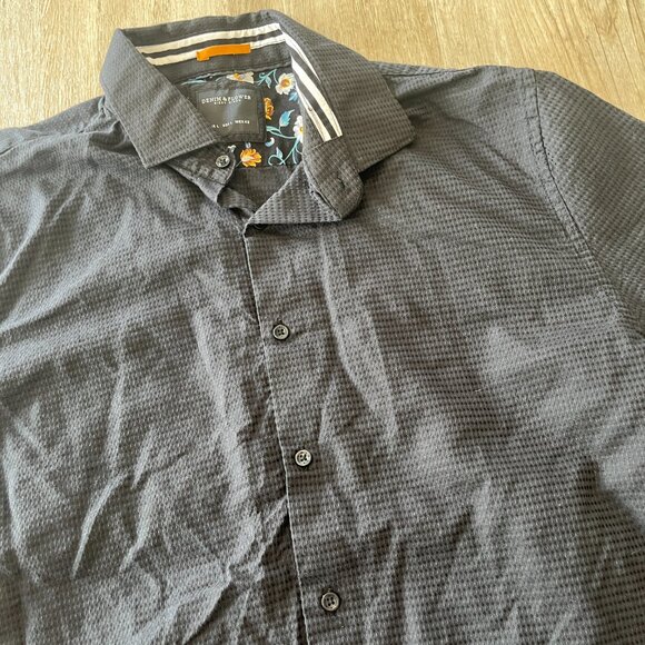 Mens Denim & Flower Black Button Down Long Sleeve - L - Picture 2 of 5